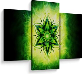 Obraz - Kvetinová mandala v zelenom pozadí (90x60 cm)