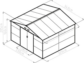 Záhradný domček G21 GAH 1085 - 340 x 319 cm, antracitový