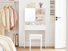 Toaletný stolík so zrkadlom LUNAVI 70x40 cm, biely