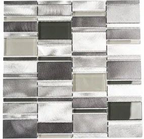 Hliníková mozaika XAM A801 strieborná/sivá mix 30,1 x 30,1 cm
