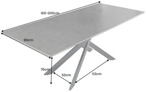 Jedálenský stôl 160 - 200 cm v antracitovom mramorovom vzhľade