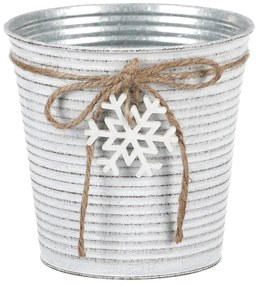 Obal na kvety s drevenou vločkou, kov, pr. 15 cm
