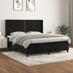 Posteľný rám boxspring s matracom čierny 160x200 cm zamat 3132629