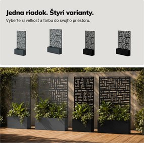 Záhradná kovová pergola s kvetináčom 3v1 čierna, 900x1800x300 mm: ROSE