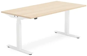 Výškovo nastaviteľný stôl MODULUS, T-rám, 1600x800 mm, dub/biela