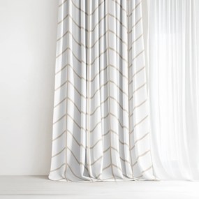 Goldea bavlnený záves - béžový cikcak na bielom 220x150 cm