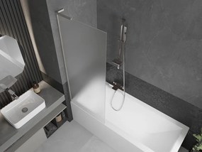 Mexen Next L, 1-krídlová vaňová zástena 70 x 150 cm, 6mm sklo námraza, 6mm číre sklo, profil brúsená oceľ, 895-070-000-03-30-97