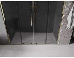 Mexen Velar Duo, posuvné sprchové dvere do otvoru 170 cm, 8mm šedé sklo, zlatá lesklá, 871-170-000-42-50
