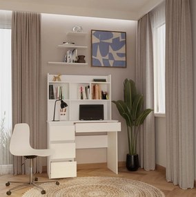 Psací stůl s nástavbou MIJAS levý matně bílý