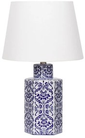 Porcelánová stolná lampa biela/modrá MARCELIN Beliani