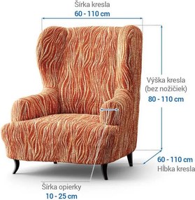 Bielastické poťahy UNIVERSO NOVÉ žíhané tehlové kreslo ušiak (š. 60 - 110 cm)
