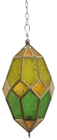 Orientálna závesná lampa SELLIMA - žlto zelená