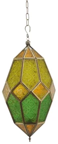 Orientálna závesná lampa SELLIMA - žlto zelená