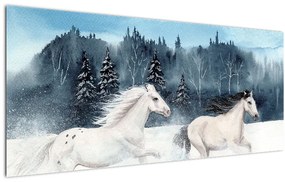Obraz maľovaných koní (120x50 cm)