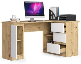 Rohový písací stôl B20 155 cm dub artisan/bílý pravý