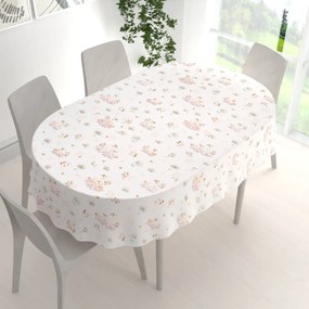 Biante Bavlnený oválny obrus Sandra SA-610 Labute medzi leknami na bielom 50x100 cm