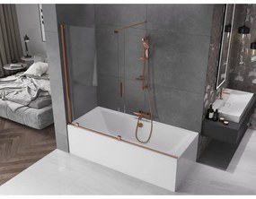 Mexen Velar, 2-krídlová posuvná vaňová zástena 180 x 150 cm, 8mm číre sklo, ružové zlato, 896-180-000-01-60