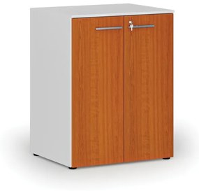 Kancelárska skriňa s dverami PRIMO WHITE, 2 police, 1027 x 800 x 640 mm, biela/čerešňa