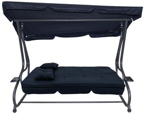 Záhradná hojdačka so strieškou, skladacia 2x1 námornícka modrá