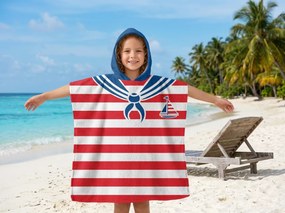 Detské pončo SAILOR bielo-červené