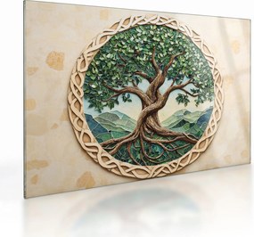 Sklenený obraz – Prepletený strom života (70x50 cm)