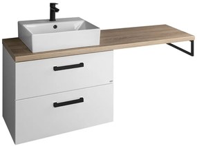 Aqualine Aqualine, VEGA umývadlová skrinka s čiernymi úchytkami, deskou VEGA a podpornou konzolou, 144,5x71,4x45 cm, biela, VG083-02