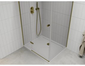 Mexen Roma, sprchovací kút 80 (dvere) x 70 (stena) cm, 6mm číre sklo, zlatý profil + slim sprchová vanička 5cm, 854-080-070-50-00-4010