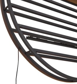 Moderná nástenná lampa čierna s okrúhlym drevom vrátane LED - Wine Rack