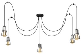 Luster na lanku TUBE LONG 3xE27/15W/230V čierna/chróm