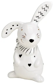 Keramický zajac BUNNY FRONT 12 cm biely