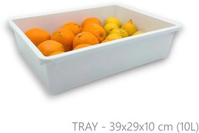 Organizér, úložný box do špajze, zásuviek, TRAY - 39 x 29 x 10 cm (10 l), biela