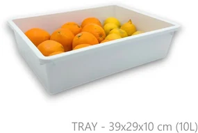 Organizér, úložný box do špajze, zásuviek, TRAY - 39 x 29 x 10 cm (10 l), biela