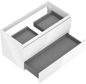 Mexen Orio, kúpeľňová skrinka 90 cm, 2 zásuvky, biela lesklá, 91A10-09047-2-BFF00