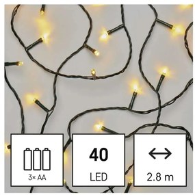 Vianočná reťaz LED 2,8 m, teplá biela