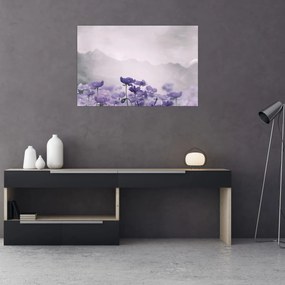Obraz - Fialové kvety v horách (90x60 cm)