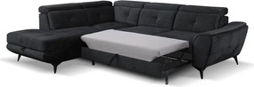 Rohová sedacia súprava Sergio, čierna látka, ľavý roh
