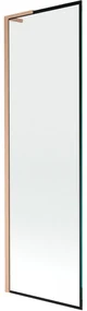 Mexen Next L, 1-krídlová vaňová zástena 60 x 150 cm, 6mm číre sklo-čierny vzor, medený profil, 895-060-000-03-70-65