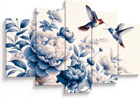 Obraz - Kolibríky nad kvetinou (150x105 cm)