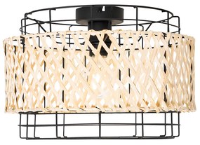 Orientálne stropné svietidlo čierne s bambusom - Irena