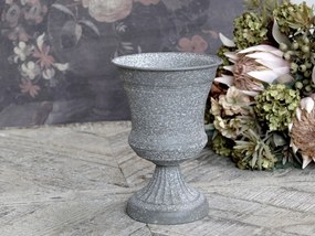 Zinková antik plechová váza na nohe Wallier - Ø 14*20 cm