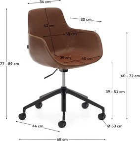 Koňakovohnedá kancelárska stolička z imitácie kože Tissiana – Kave Home