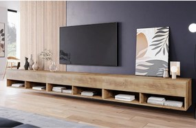 Široká RTV skrinka 300 cm gaštan Lowboard A (LOWA300XX + LED)