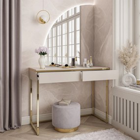Toaletný stolík ZOLA so zrkadlom kašmír + zlatá podnož