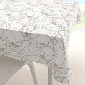 Biante Bavlnený štvorcový obrus Sandra SA-268 Béžové designové kvety na bielom 80x80 cm