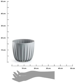 PLASTOVÝ KVETINÁČ STRIPPED 18X15,5 CM SIVÁ