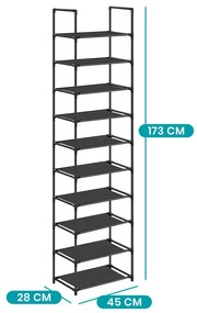 10-poschodový stojan na topánky 45x28x173cm