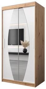 Šatníková skriňa 100 cm Eclipse (dub artisan + biela matná). Akcia -50%. Vlastná spoľahlivá doprava až k Vám domov. 1063379