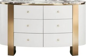 Komoda Stilig ST920 140 cm biela/zlatá/mramor