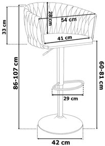 Barová stolička COFTON zamatová, čierna