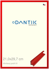 DANTIK rám na obraz 21x29,7 | ALU Červená Ferrari lesklá (Sklo Čiré)